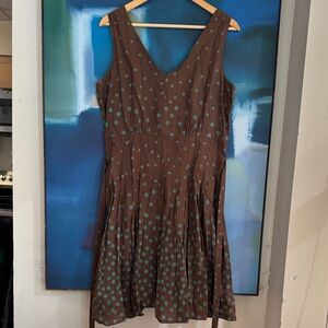 Nomads 100% Cotton Brown Polka Dot Midi Dress